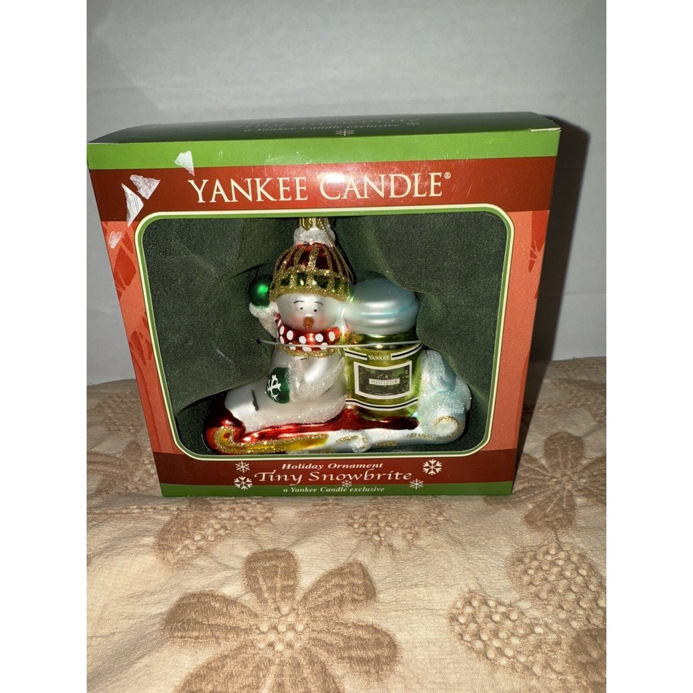 Yankee‎ Candle Company Glass Blown Ornament Tiny Snowbrite Snowman Christmas